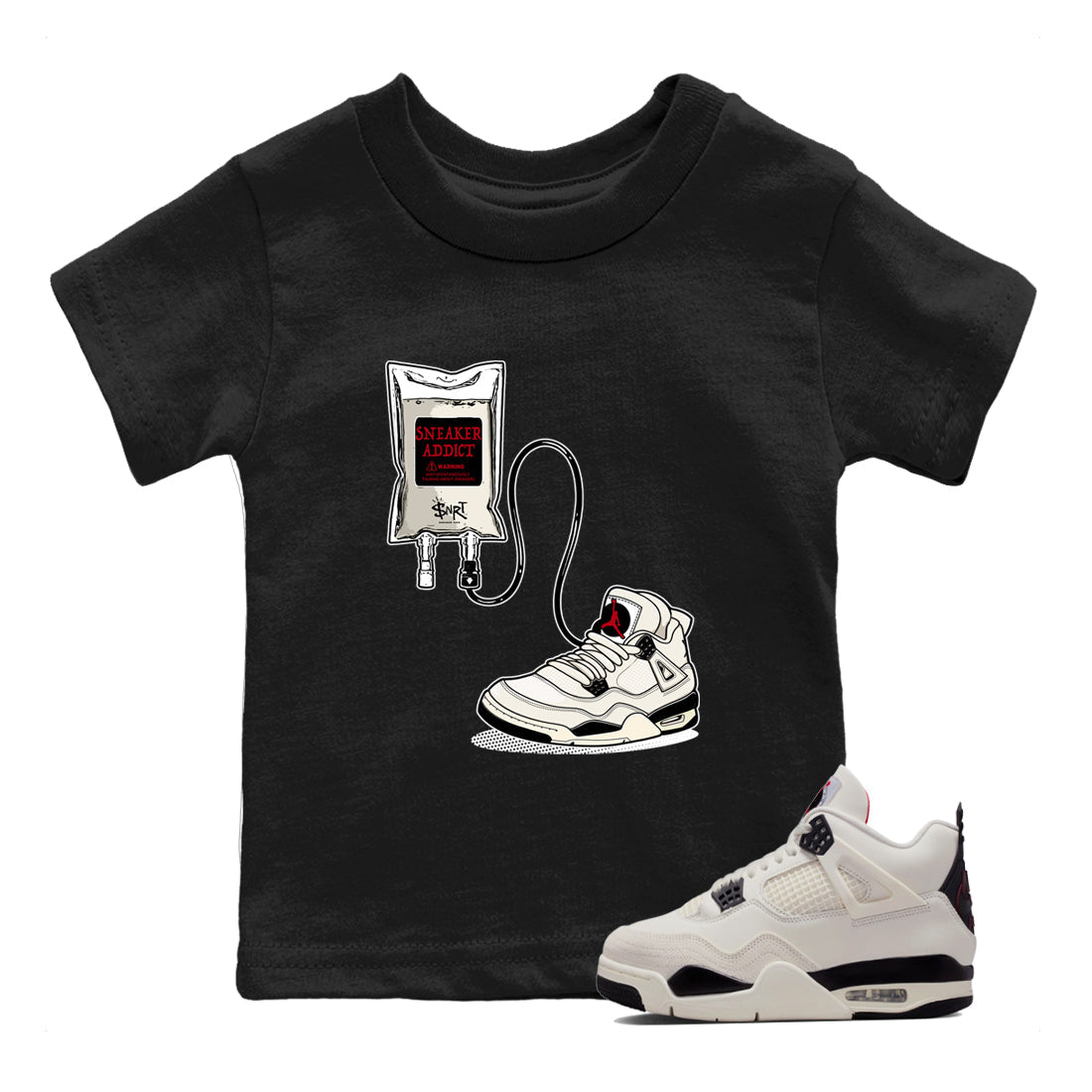 Sneaker match tees – Sneaker Tees To Match Air Jordan 4 Flight Club Shoes – Sneaker Addict Kids T-Shirt Black 1