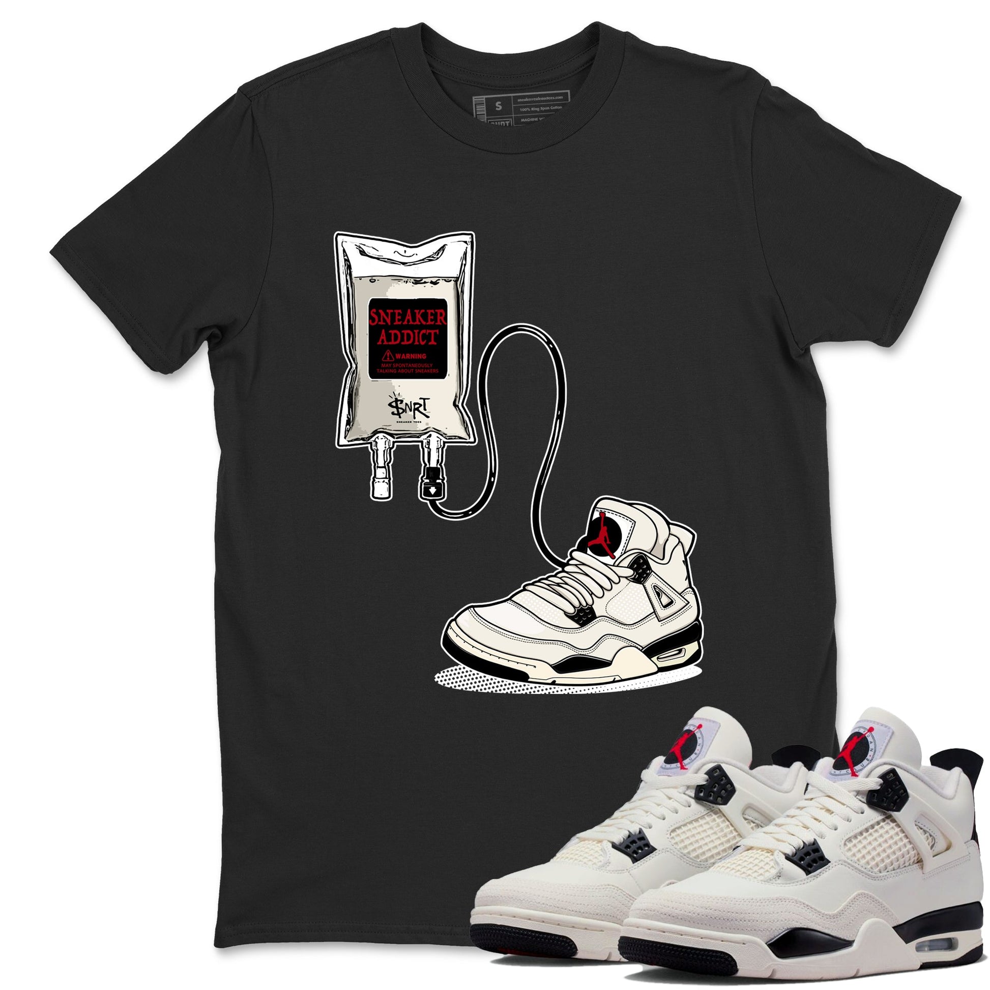 Sneaker match tees – Sneaker Tees To Match Air Jordan 4 Flight Club Shoes – Sneaker Addict Tee Black 1