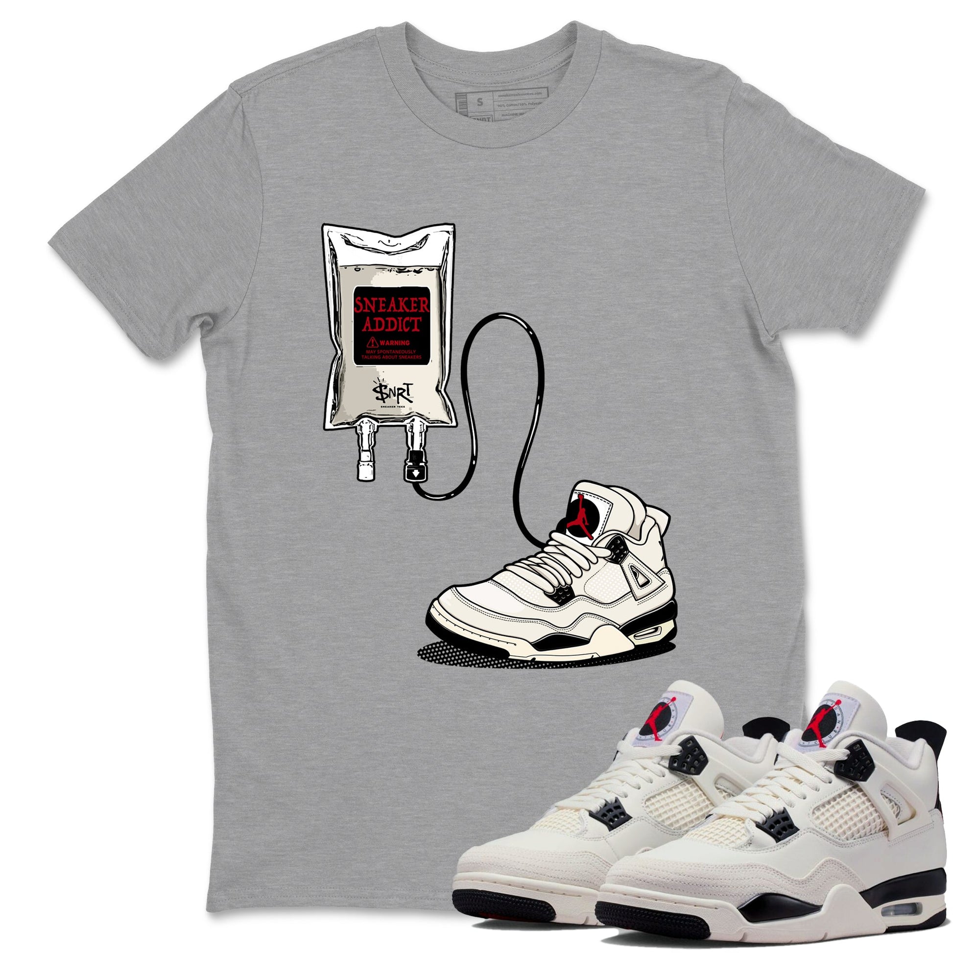 Sneaker match tees – Sneaker Tees To Match Air Jordan 4 Flight Club Shoes – Sneaker Addict Tee Heather Grey 1