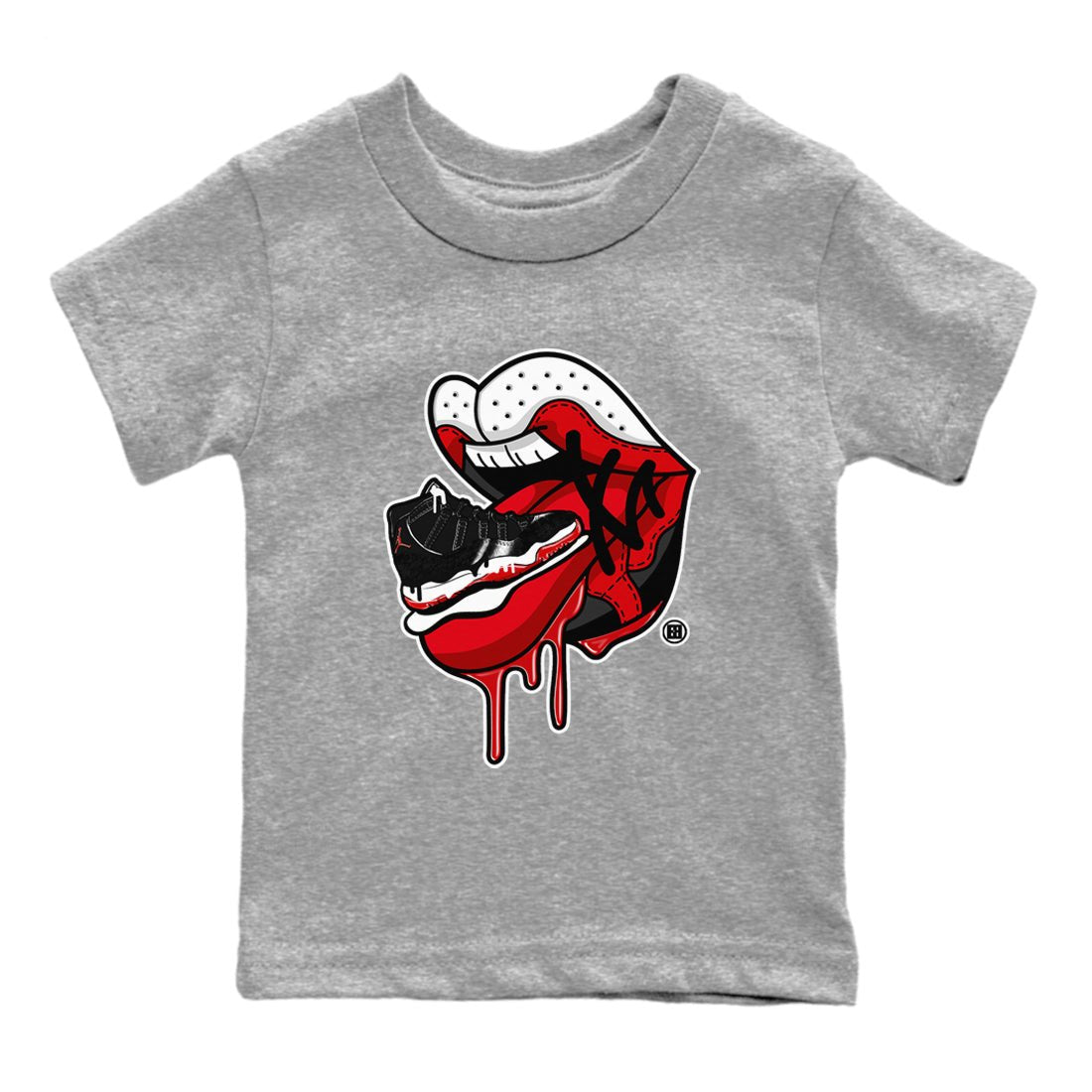 11s Bred Velvet shirts to match jordans Sneaker Addiction 2 sneaker match tees Air Jordan 11 Retro Bred Velvet match shoes to clothes SNRT Sneaker Tees Youth Baby Heather Grey 2 tee
