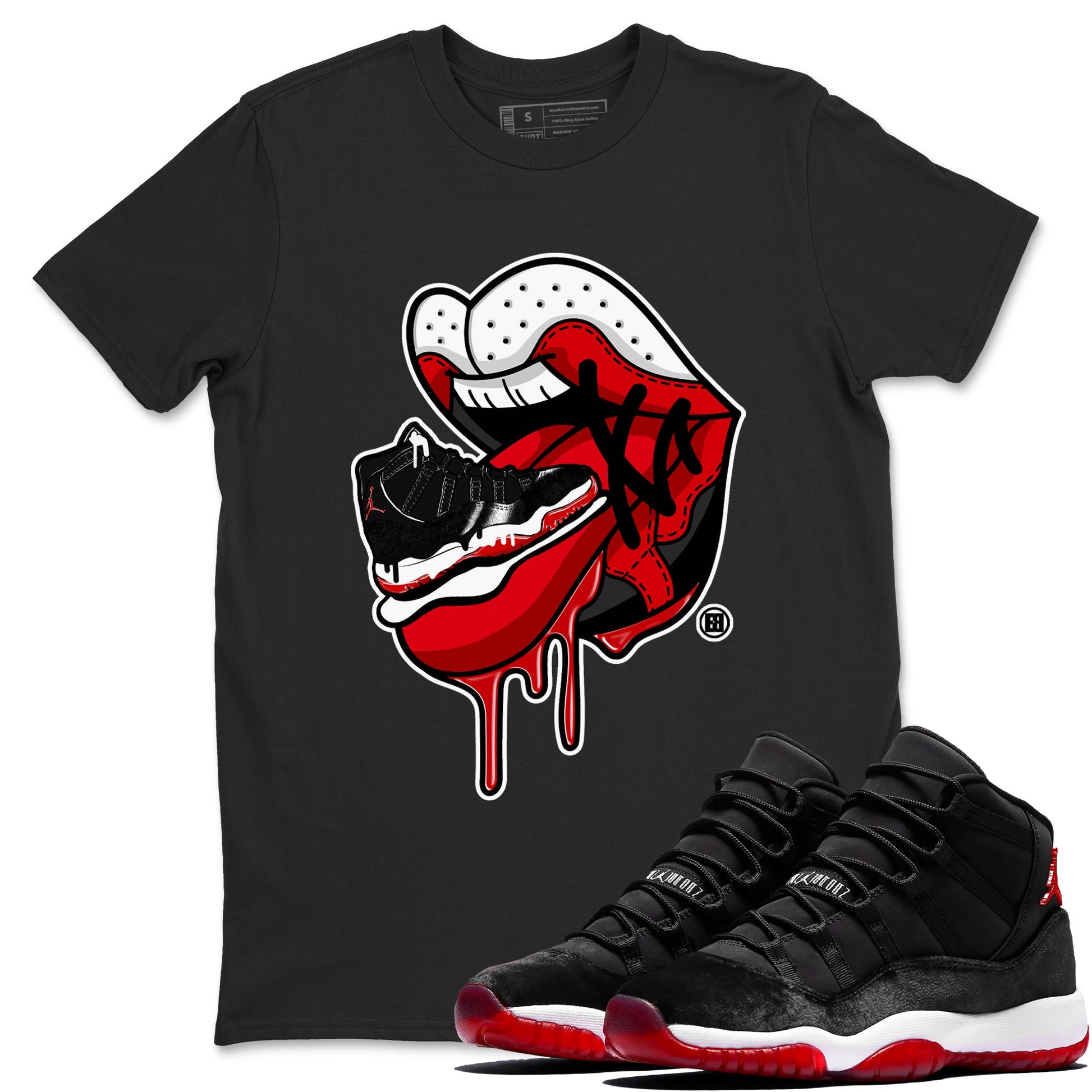 11s Bred Velvet shirts to match jordans Sneaker Addiction 2 sneaker match tees Air Jordan 11 Retro Bred Velvet match shoes to clothes SNRT Sneaker Tees unisex cotton Black 1 shirts