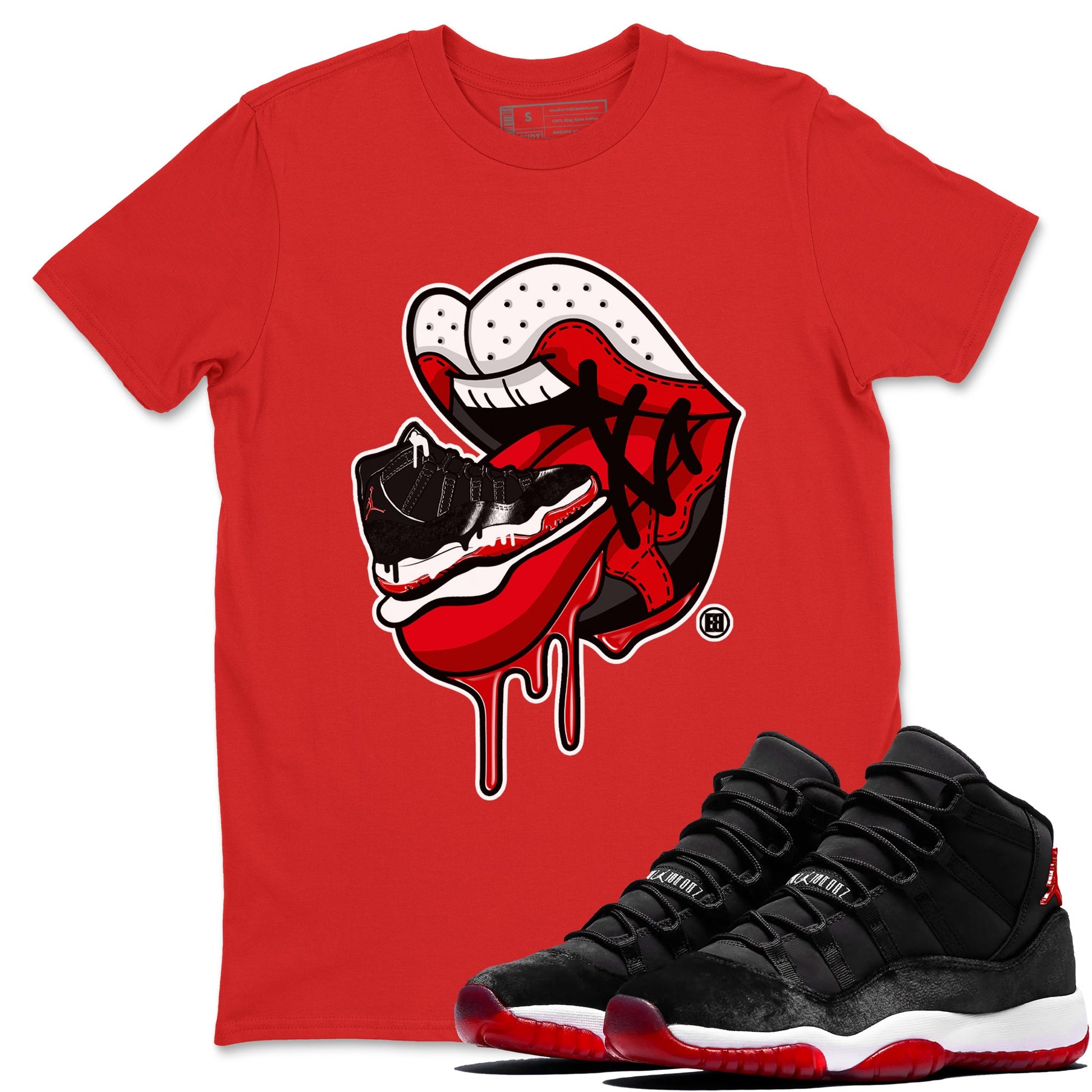 11s Bred Velvet shirts to match jordans Sneaker Addiction 2 sneaker match tees Air Jordan 11 Retro Bred Velvet match shoes to clothes SNRT Sneaker Tees unisex cotton Red 1 shirts