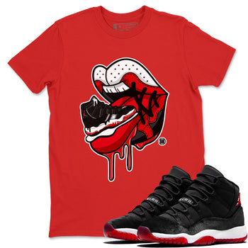11s Bred Velvet shirts to match jordans Sneaker Addiction 2 sneaker match tees Air Jordan 11 Retro Bred Velvet match shoes to clothes SNRT Sneaker Tees unisex cotton Red 1 shirts