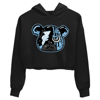 Sneaker Bear Face womens crop tee made to vibe with the Air Foamposite One Psychic Blue sneakers — the perfect match in Black 2.