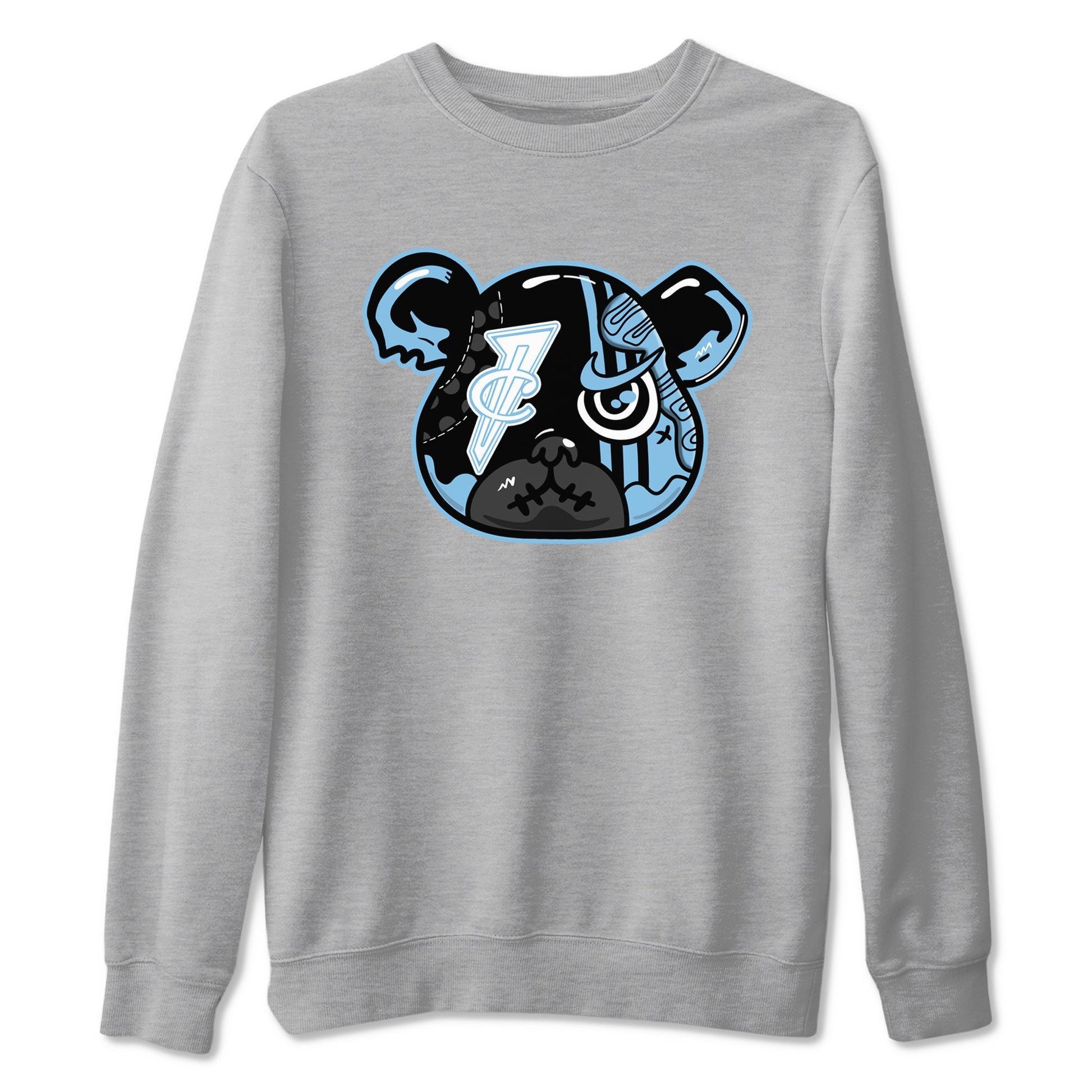 Sneaker Bear Face sneaker match t-shirt styled to complete your fit with the Air Foamposite One Psychic Blue sneakers, shown in Heather Grey 2.