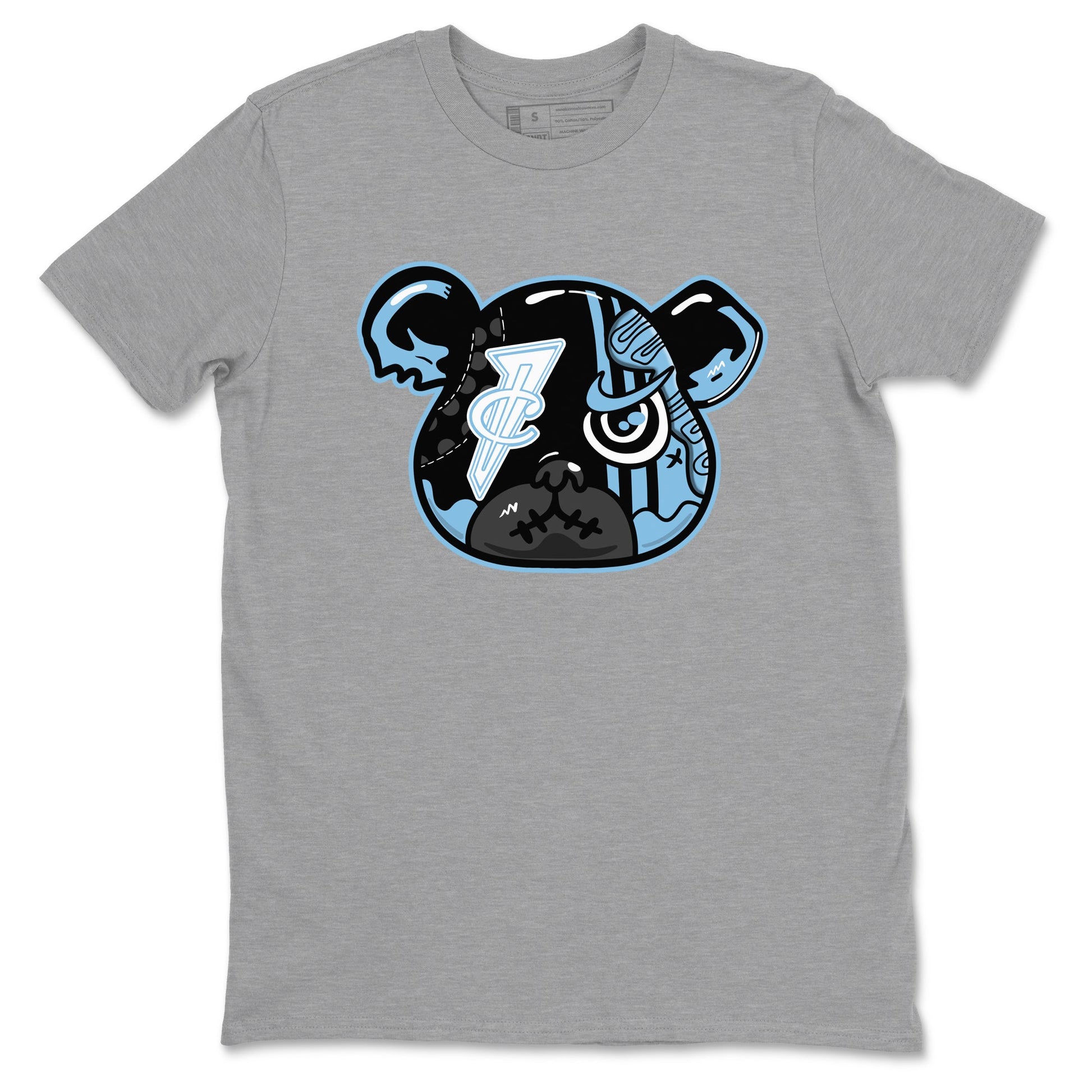 Sneaker Bear Face sneaker match t-shirt styled to complete your fit with the Air Foamposite One Psychic Blue sneakers, shown in Heather Grey 2.