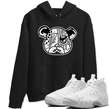 Sneaker Bear Face sneaker match t-shirt styled to complete your fit with the Air Foamposite One Triple White sneakers, shown in Black 1.
