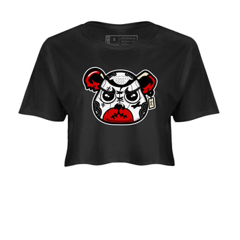 1s Black Toe Reimagined shirts to match jordans Sneaker Bear Face sneaker match tees Air Jordan 1 Black Toe Reimagined match shoes to clothes SNRT Sneaker Tees unisex cotton Black 2 crop tee