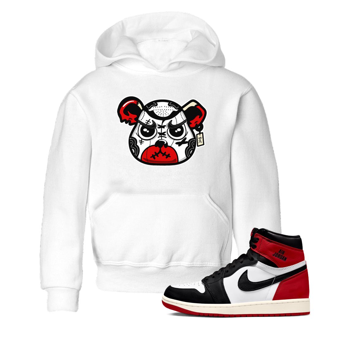 1s Black Toe Reimagined shirts to match jordans Sneaker Bear Face sneaker match tees Air Jordan 1 Black Toe Reimagined match shoes to clothes SNRT Sneaker Tees Youth Baby White 1 tee