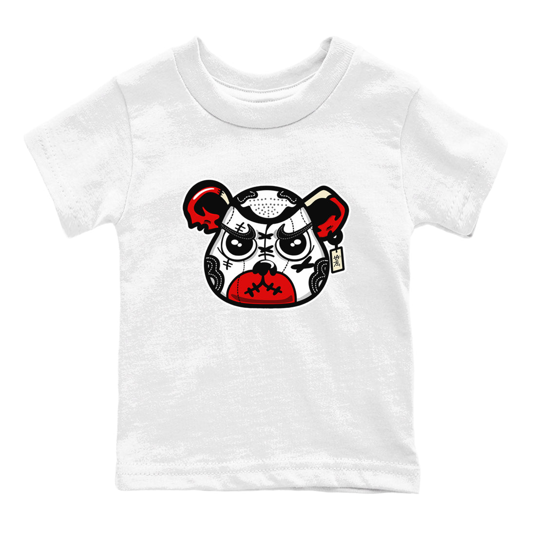 1s Black Toe Reimagined shirts to match jordans Sneaker Bear Face sneaker match tees Air Jordan 1 Black Toe Reimagined match shoes to clothes SNRT Sneaker Tees Youth Baby White 2 tee