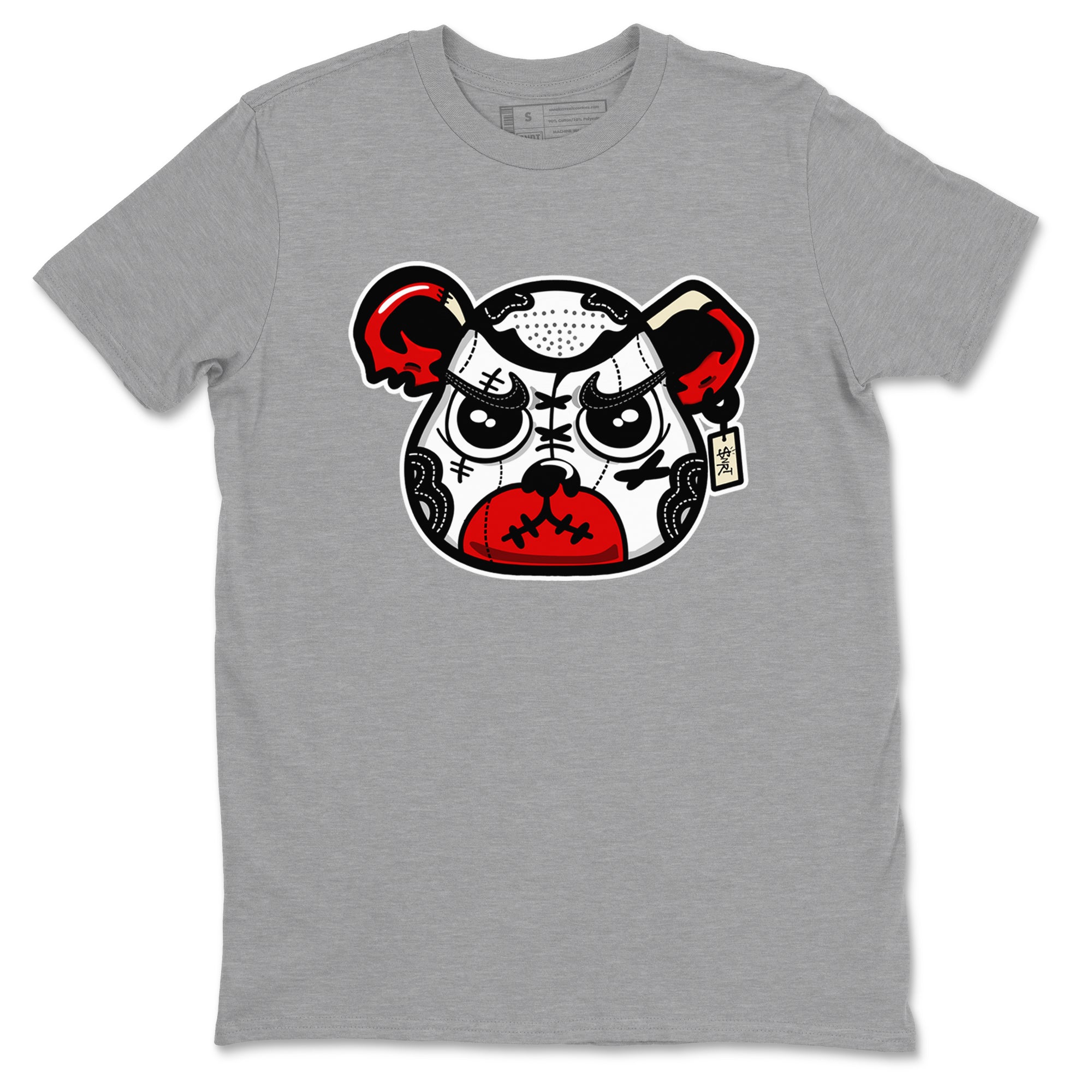 1s Black Toe Reimagined shirts to match jordans Sneaker Bear Face sneaker match tees Air Jordan 1 Black Toe Reimagined match shoes to clothes SNRT Sneaker Tees unisex cotton Heather Grey 2 shirts