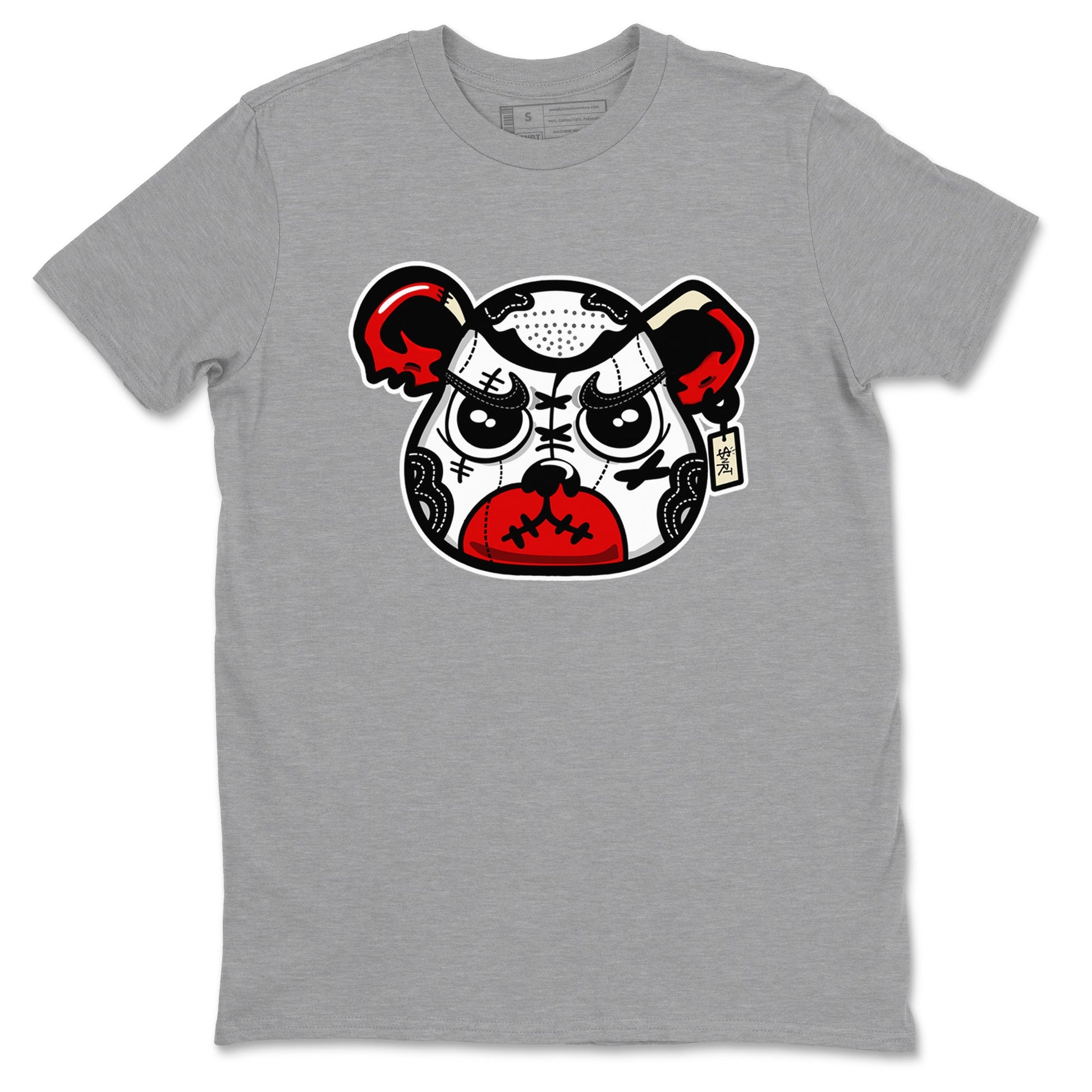 1s Black Toe Reimagined shirts to match jordans Sneaker Bear Face sneaker match tees Air Jordan 1 Black Toe Reimagined match shoes to clothes SNRT Sneaker Tees unisex cotton Heather Grey 2 shirts