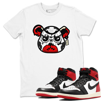 1s Black Toe Reimagined shirts to match jordans Sneaker Bear Face sneaker match tees Air Jordan 1 Black Toe Reimagined match shoes to clothes SNRT Sneaker Tees unisex cotton White 1 shirts