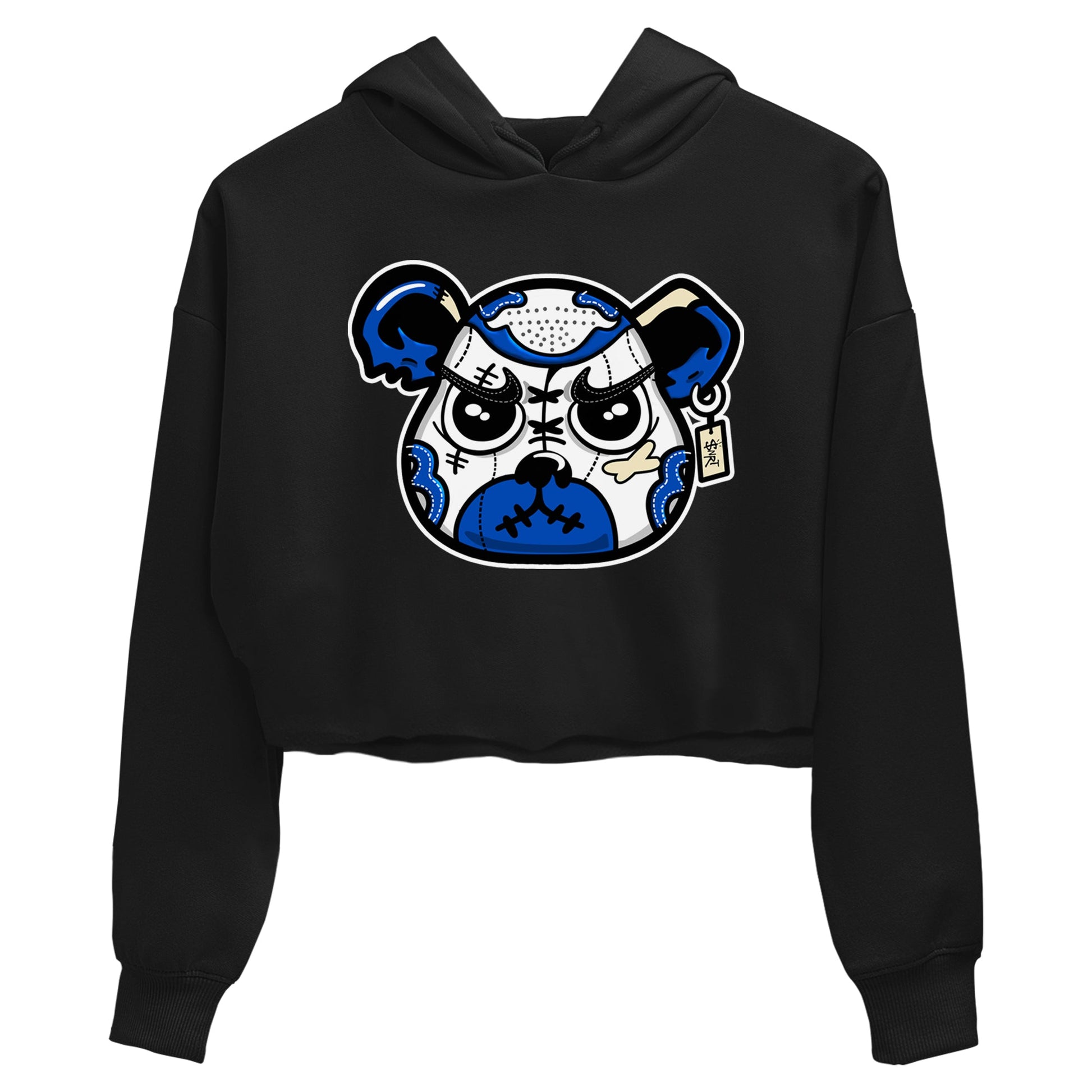 1s Game Royal shirts to match jordans Sneaker Bear Face sneaker match tees Air Jordan 1 Retro Low OG Game Royal match shoes to clothes SNRT Sneaker Tees unisex cotton Black 2 crop tee
