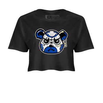 1s Game Royal shirts to match jordans Sneaker Bear Face sneaker match tees Air Jordan 1 Retro Low OG Game Royal match shoes to clothes SNRT Sneaker Tees unisex cotton Black 2 crop tee