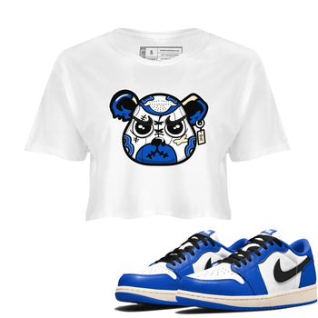 1s Game Royal shirts to match jordans Sneaker Bear Face sneaker match tees Air Jordan 1 Retro Low OG Game Royal match shoes to clothes SNRT Sneaker Tees unisex cotton White 1 crop tee