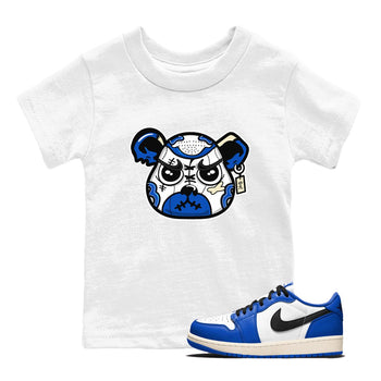 1s Game Royal shirts to match jordans Sneaker Bear Face sneaker match tees Air Jordan 1 Retro Low OG Game Royal match shoes to clothes SNRT Sneaker Tees Youth Baby White 1 tee