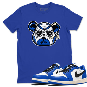 1s Game Royal shirts to match jordans Sneaker Bear Face sneaker match tees Air Jordan 1 Retro Low OG Game Royal match shoes to clothes SNRT Sneaker Tees unisex cotton Royal Blue 1 shirts