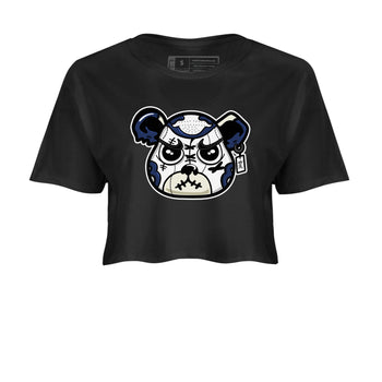 1s Midnight Navy shirts to match jordans Sneaker Bear Face sneaker match tees Air Jordan 1 Midnight Navy match shoes to clothes SNRT Sneaker Tees unisex cotton Black 2 crop tee