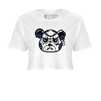 1s Midnight Navy shirts to match jordans Sneaker Bear Face sneaker match tees Air Jordan 1 Midnight Navy match shoes to clothes SNRT Sneaker Tees unisex cotton White 2 crop tee
