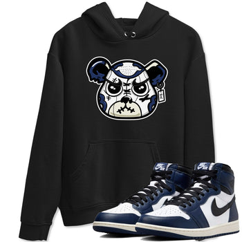 1s Midnight Navy shirts to match jordans Sneaker Bear Face sneaker match tees Air Jordan 1 Midnight Navy match shoes to clothes SNRT Sneaker Tees unisex cotton Black 1 shirts