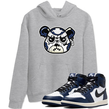 1s Midnight Navy shirts to match jordans Sneaker Bear Face sneaker match tees Air Jordan 1 Midnight Navy match shoes to clothes SNRT Sneaker Tees unisex cotton Heather Grey 1 shirts