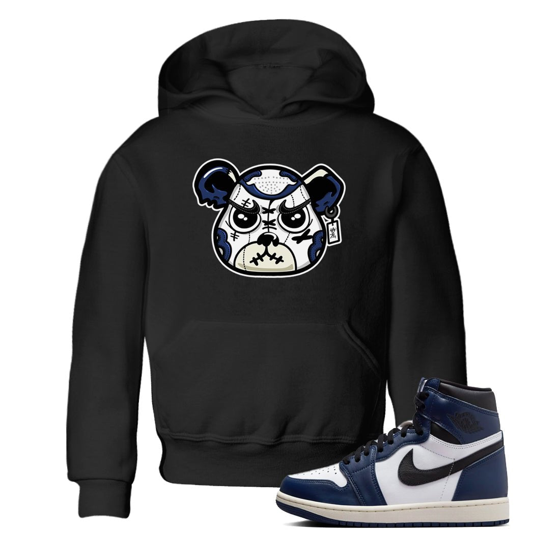 1s Midnight Navy shirts to match jordans Sneaker Bear Face sneaker match tees Air Jordan 1 Midnight Navy match shoes to clothes SNRT Sneaker Tees Youth Baby Black 1 tee