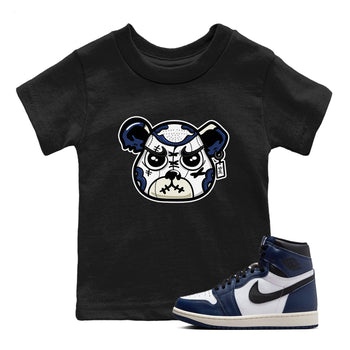 1s Midnight Navy shirts to match jordans Sneaker Bear Face sneaker match tees Air Jordan 1 Midnight Navy match shoes to clothes SNRT Sneaker Tees Youth Baby Black 1 tee