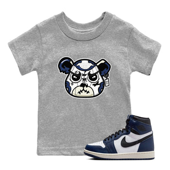 1s Midnight Navy shirts to match jordans Sneaker Bear Face sneaker match tees Air Jordan 1 Midnight Navy match shoes to clothes SNRT Sneaker Tees Youth Baby Heather Grey 1 tee