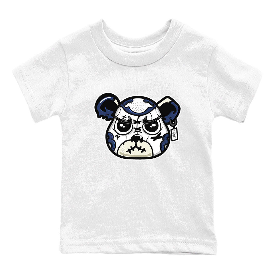 1s Midnight Navy shirts to match jordans Sneaker Bear Face sneaker match tees Air Jordan 1 Midnight Navy match shoes to clothes SNRT Sneaker Tees Youth Baby White 2 tee