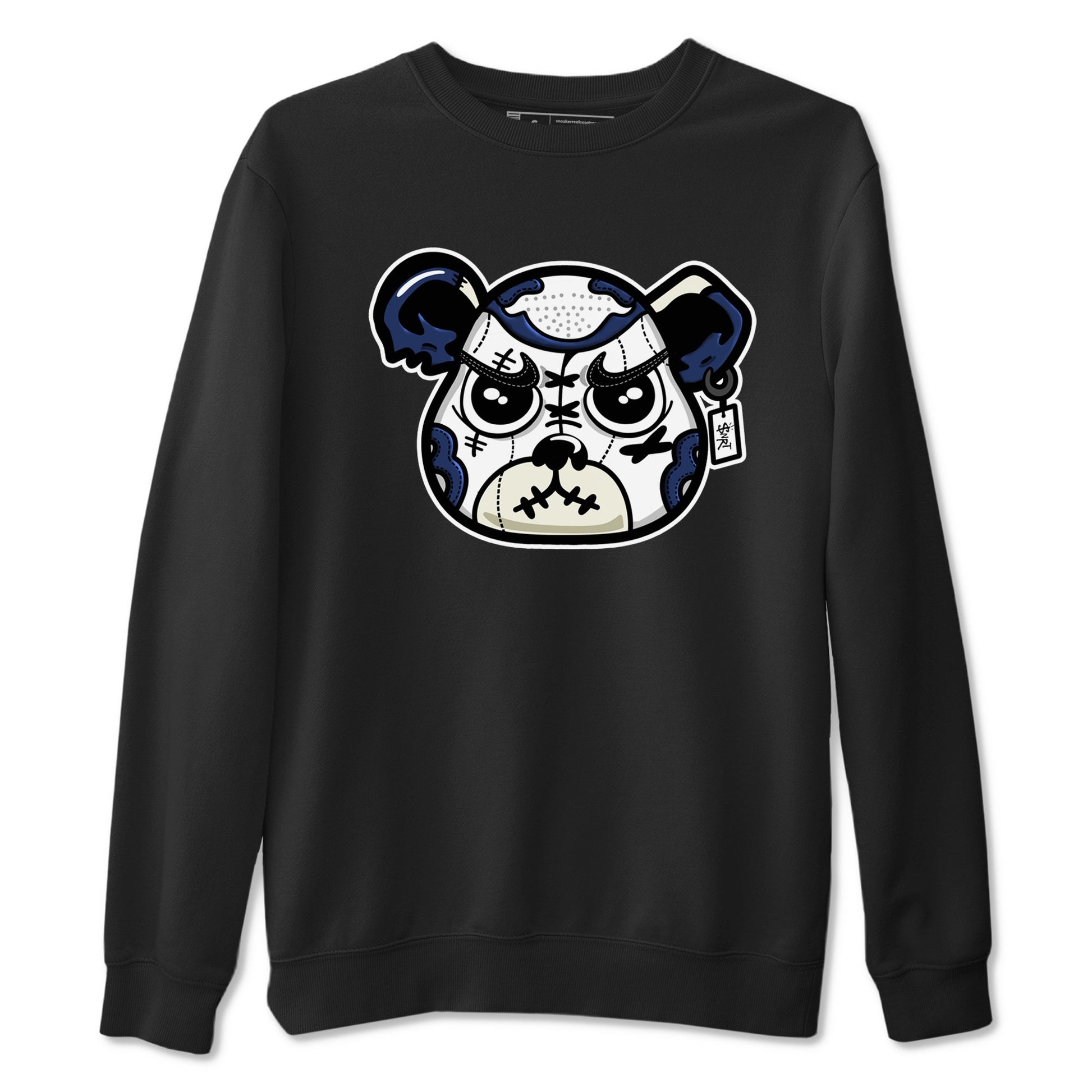 1s Midnight Navy shirts to match jordans Sneaker Bear Face sneaker match tees Air Jordan 1 Midnight Navy match shoes to clothes SNRT Sneaker Tees unisex cotton Black 2 shirts
