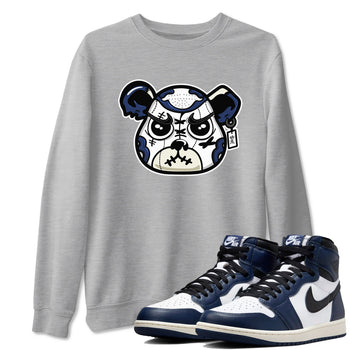 1s Midnight Navy shirts to match jordans Sneaker Bear Face sneaker match tees Air Jordan 1 Midnight Navy match shoes to clothes SNRT Sneaker Tees unisex cotton Heather Grey 1 shirts