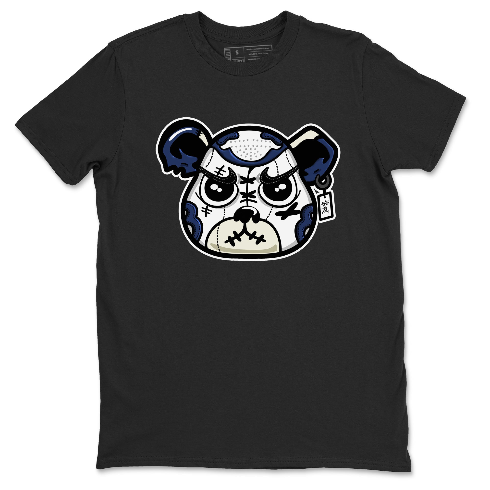1s Midnight Navy shirts to match jordans Sneaker Bear Face sneaker match tees Air Jordan 1 Midnight Navy match shoes to clothes SNRT Sneaker Tees unisex cotton Black 2 shirts