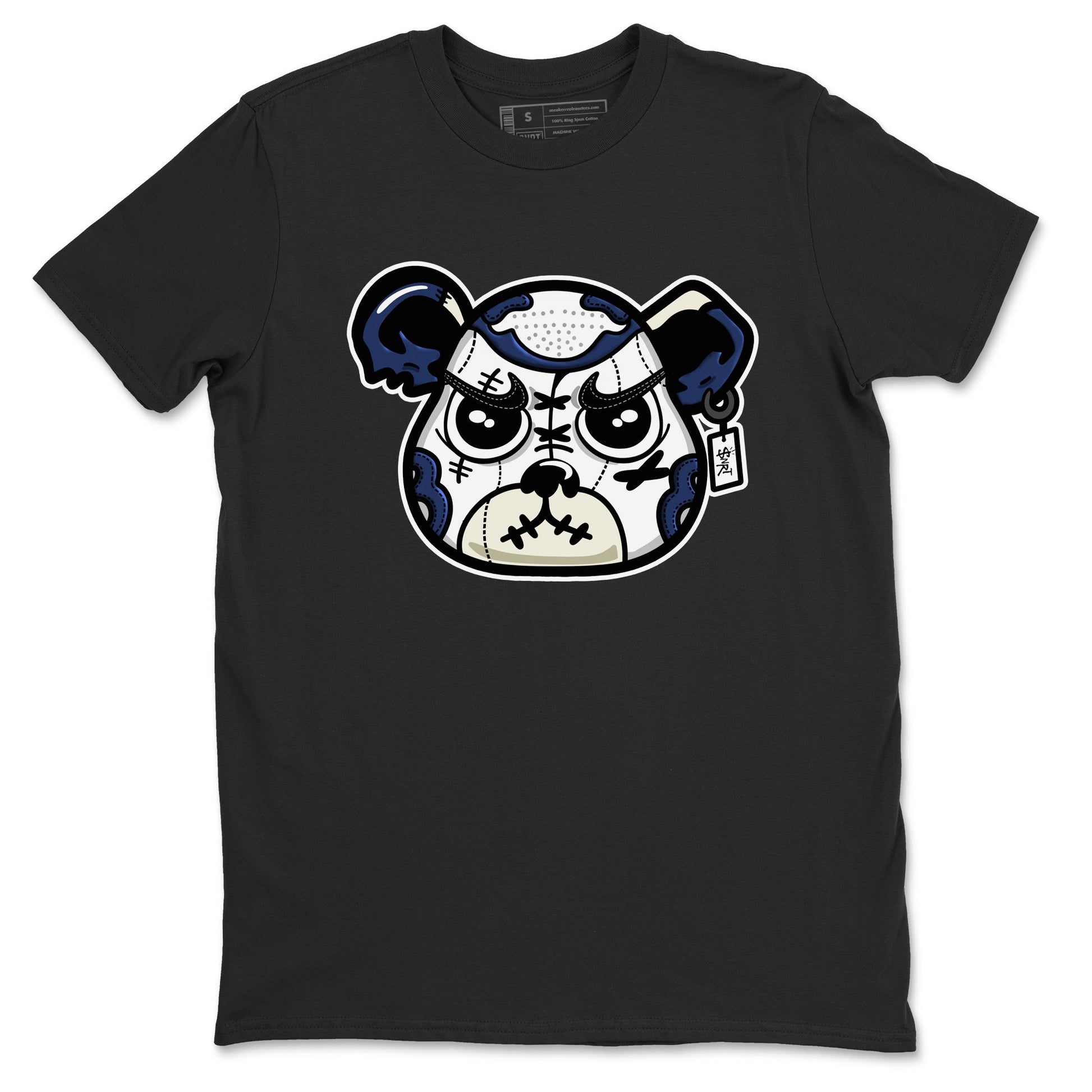 1s Midnight Navy shirts to match jordans Sneaker Bear Face sneaker match tees Air Jordan 1 Midnight Navy match shoes to clothes SNRT Sneaker Tees unisex cotton Black 2 shirts