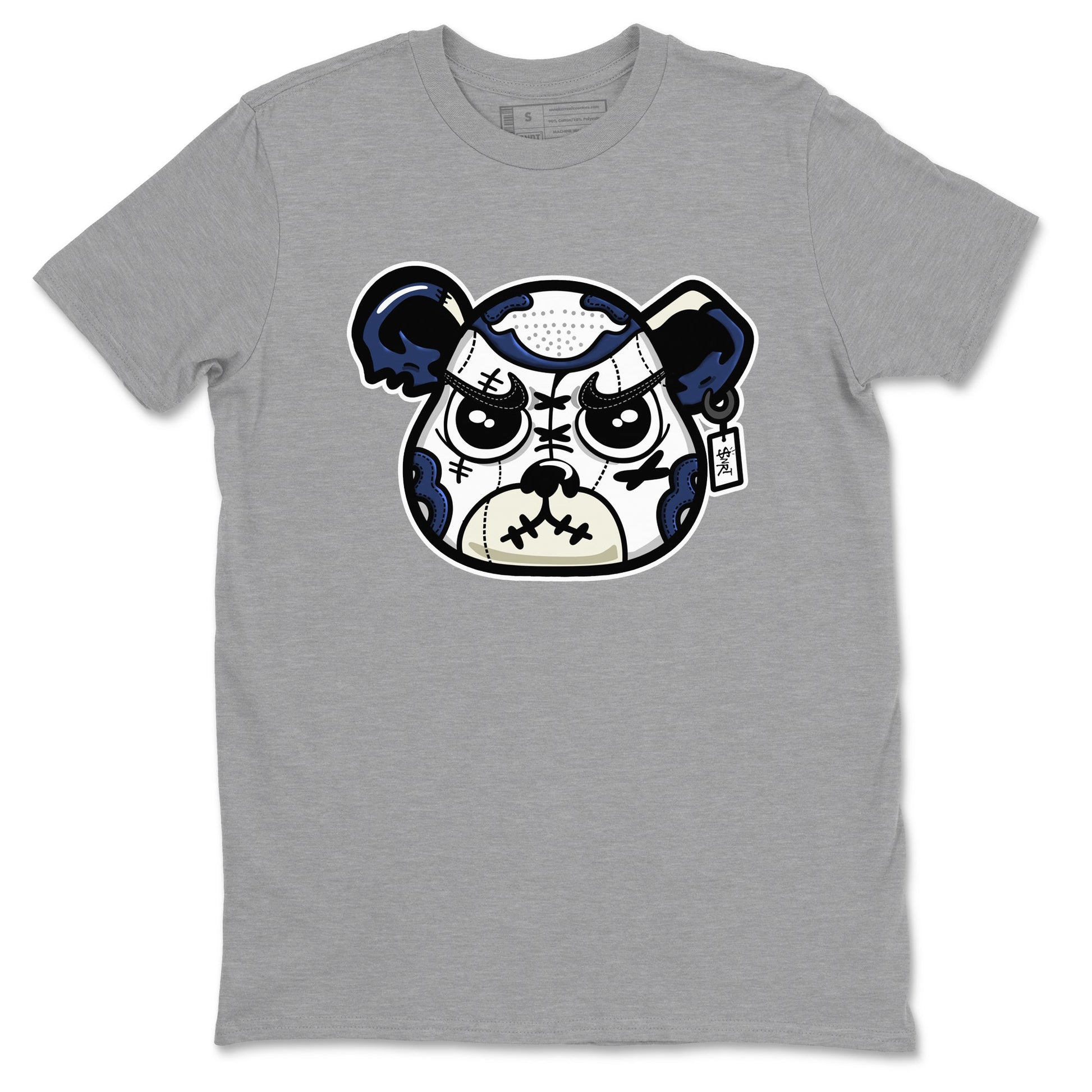 1s Midnight Navy shirts to match jordans Sneaker Bear Face sneaker match tees Air Jordan 1 Midnight Navy match shoes to clothes SNRT Sneaker Tees unisex cotton Heather Grey 2 shirts