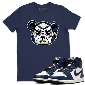 1s Midnight Navy shirts to match jordans Sneaker Bear Face sneaker match tees Air Jordan 1 Midnight Navy match shoes to clothes SNRT Sneaker Tees unisex cotton Navy 1 shirts