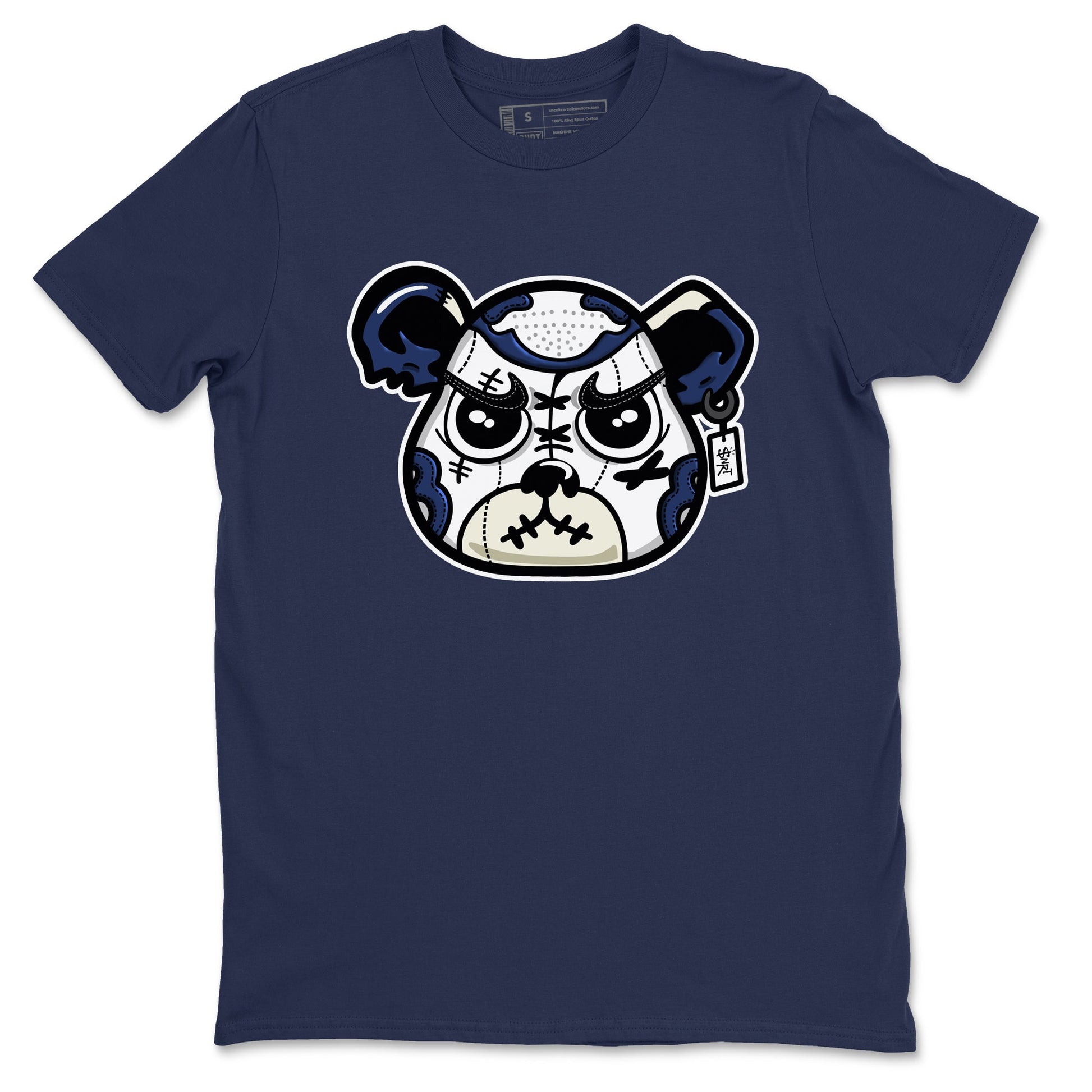 1s Midnight Navy shirts to match jordans Sneaker Bear Face sneaker match tees Air Jordan 1 Midnight Navy match shoes to clothes SNRT Sneaker Tees unisex cotton Navy 2 shirts