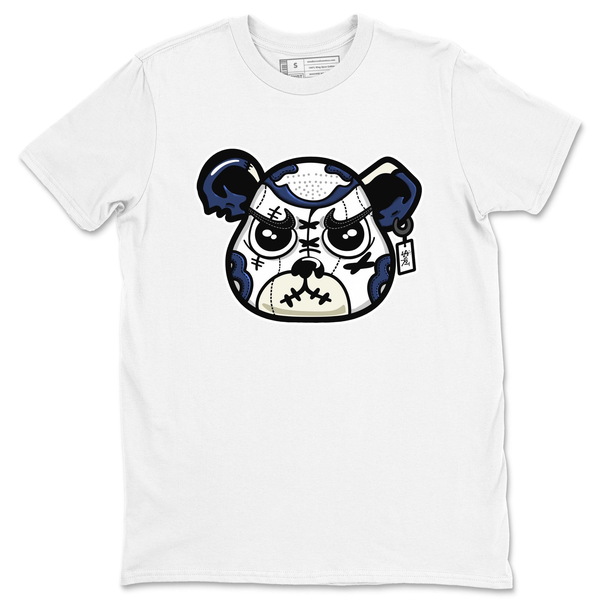 1s Midnight Navy shirts to match jordans Sneaker Bear Face sneaker match tees Air Jordan 1 Midnight Navy match shoes to clothes SNRT Sneaker Tees unisex cotton White 2 shirts