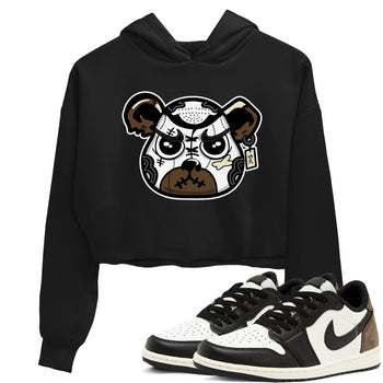 1s Mocha shirts to match jordans Sneaker Bear Face sneaker match tees Air Jordan 1 Mocha match shoes to clothes SNRT Sneaker Tees unisex cotton Black 1 crop tee