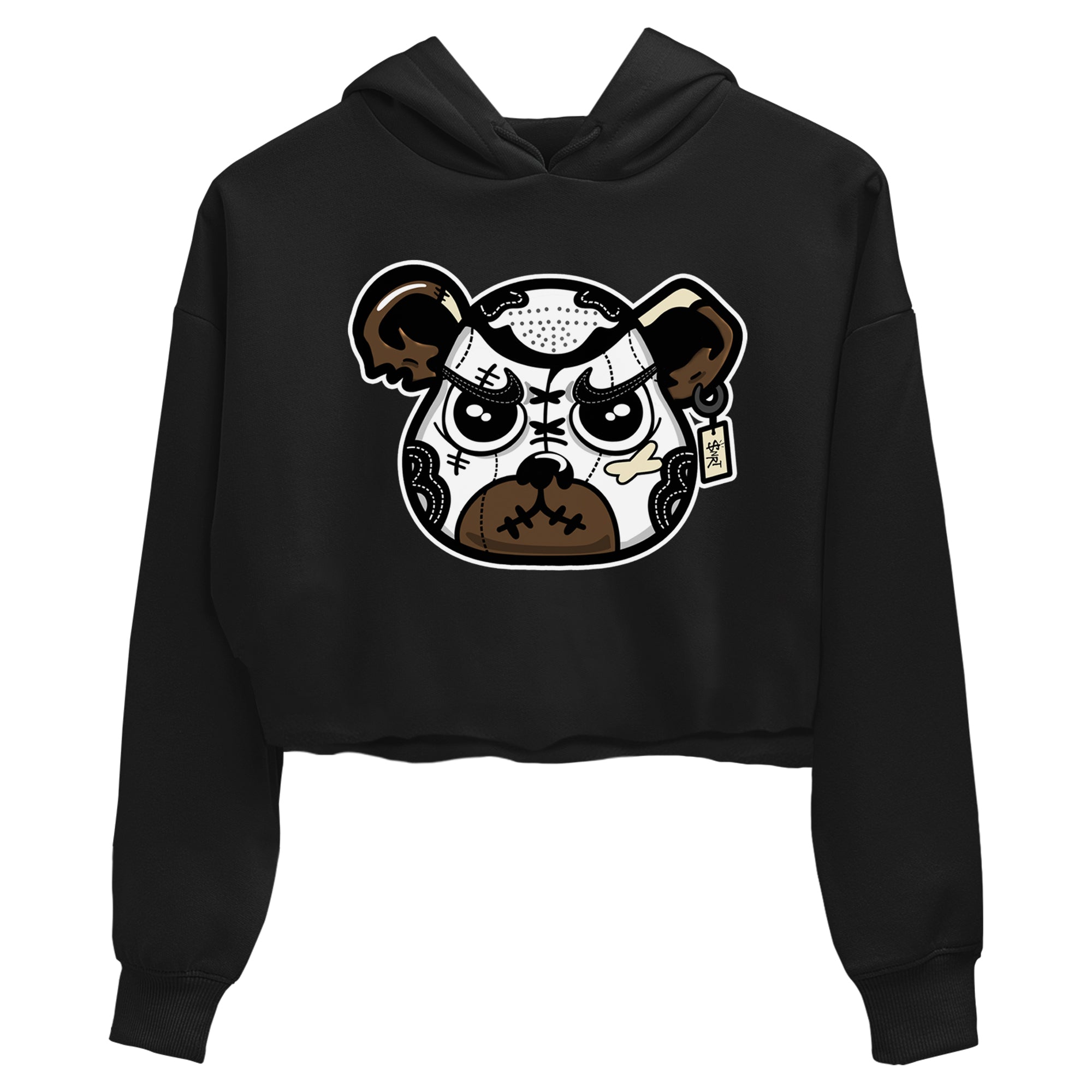 1s Mocha shirts to match jordans Sneaker Bear Face sneaker match tees Air Jordan 1 Mocha match shoes to clothes SNRT Sneaker Tees unisex cotton Black 2 crop tee