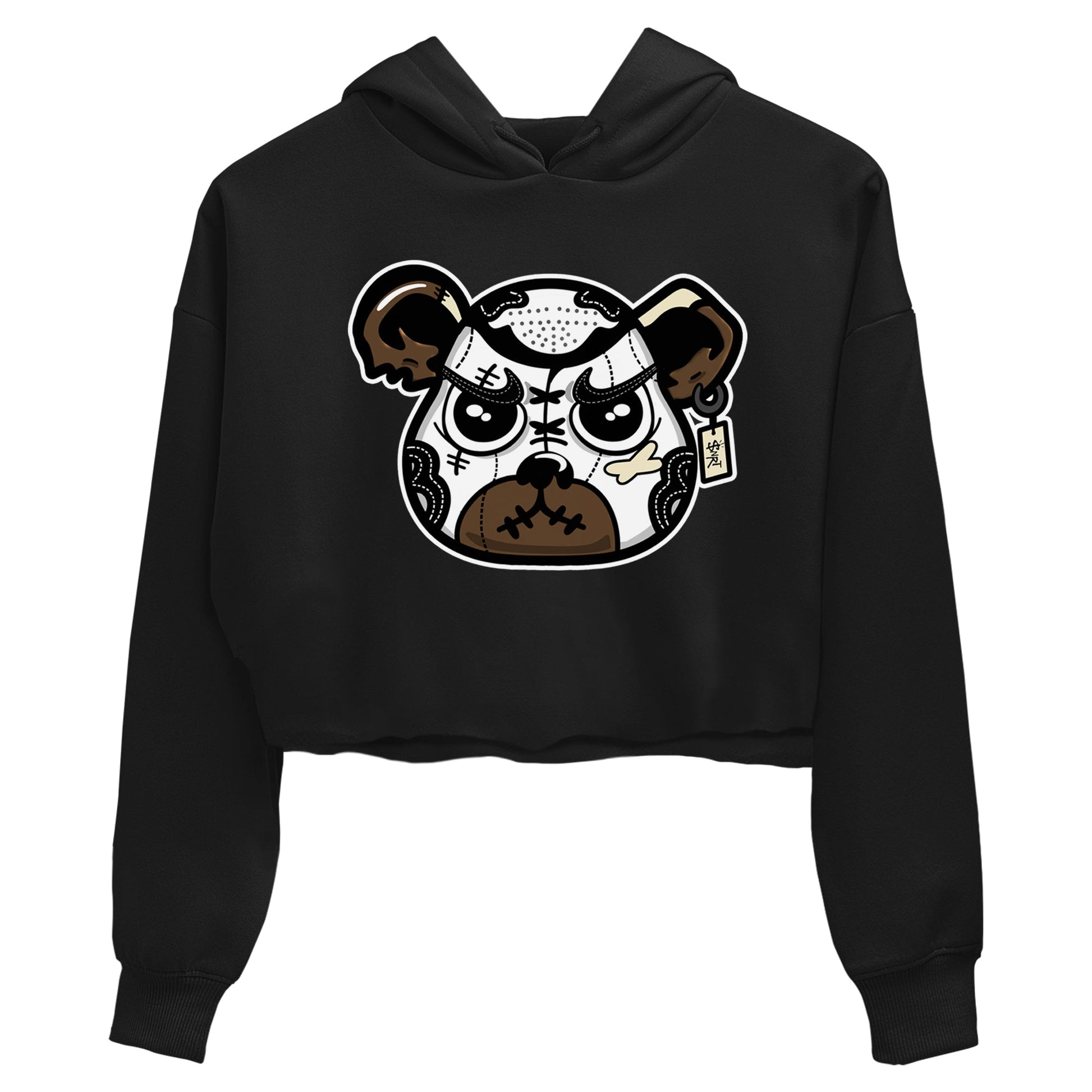 1s Mocha shirts to match jordans Sneaker Bear Face sneaker match tees Air Jordan 1 Mocha match shoes to clothes SNRT Sneaker Tees unisex cotton Black 2 crop tee