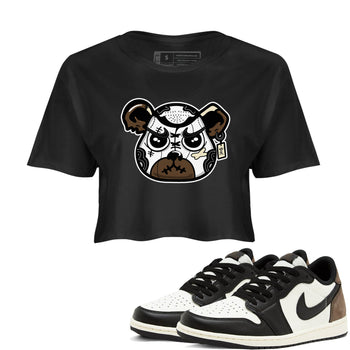 1s Mocha shirts to match jordans Sneaker Bear Face sneaker match tees Air Jordan 1 Mocha match shoes to clothes SNRT Sneaker Tees unisex cotton Black 1 crop tee