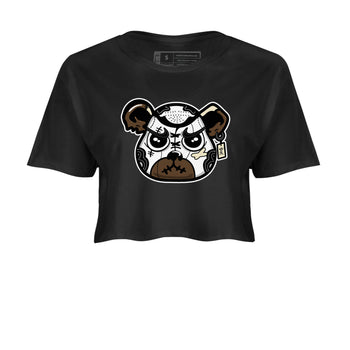 1s Mocha shirts to match jordans Sneaker Bear Face sneaker match tees Air Jordan 1 Mocha match shoes to clothes SNRT Sneaker Tees unisex cotton Black 2 crop tee