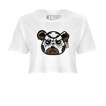 1s Mocha shirts to match jordans Sneaker Bear Face sneaker match tees Air Jordan 1 Mocha match shoes to clothes SNRT Sneaker Tees unisex cotton White 2 crop tee