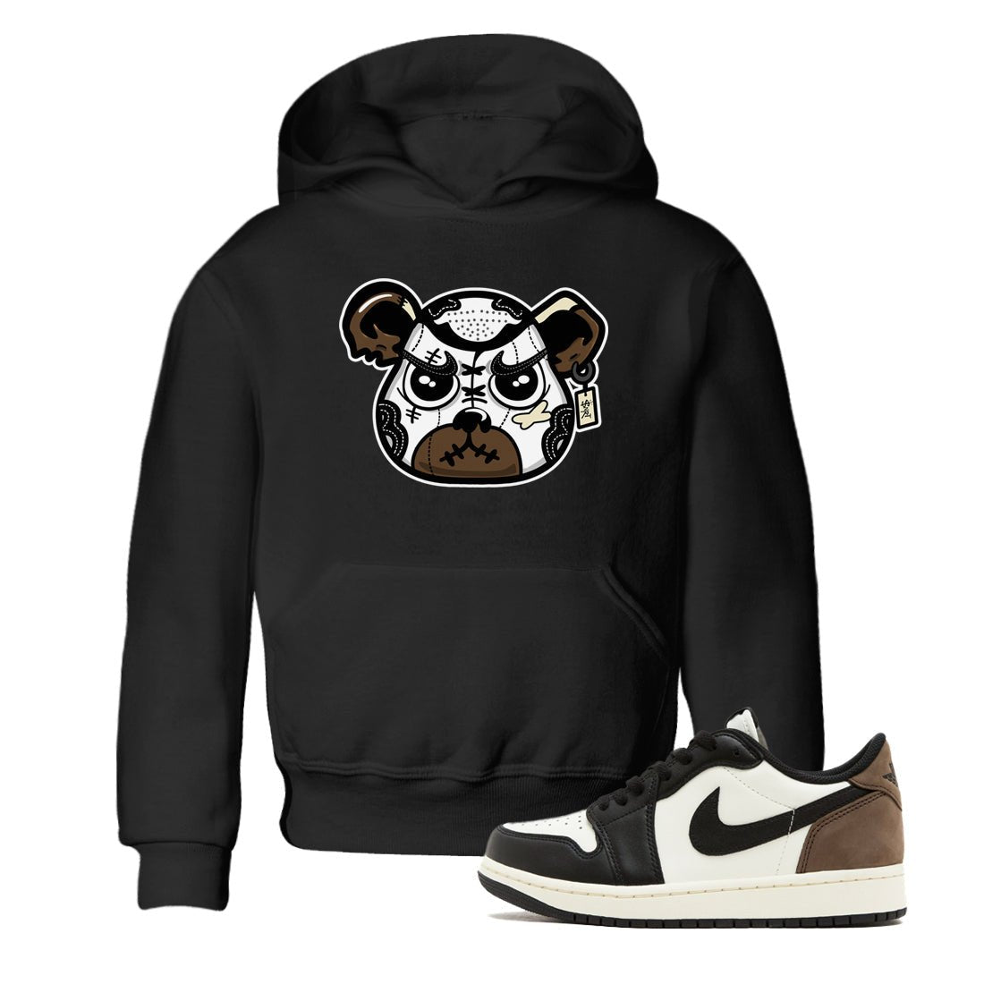1s Mocha shirts to match jordans Sneaker Bear Face sneaker match tees Air Jordan 1 Mocha match shoes to clothes SNRT Sneaker Tees Youth Baby Black 1 tee