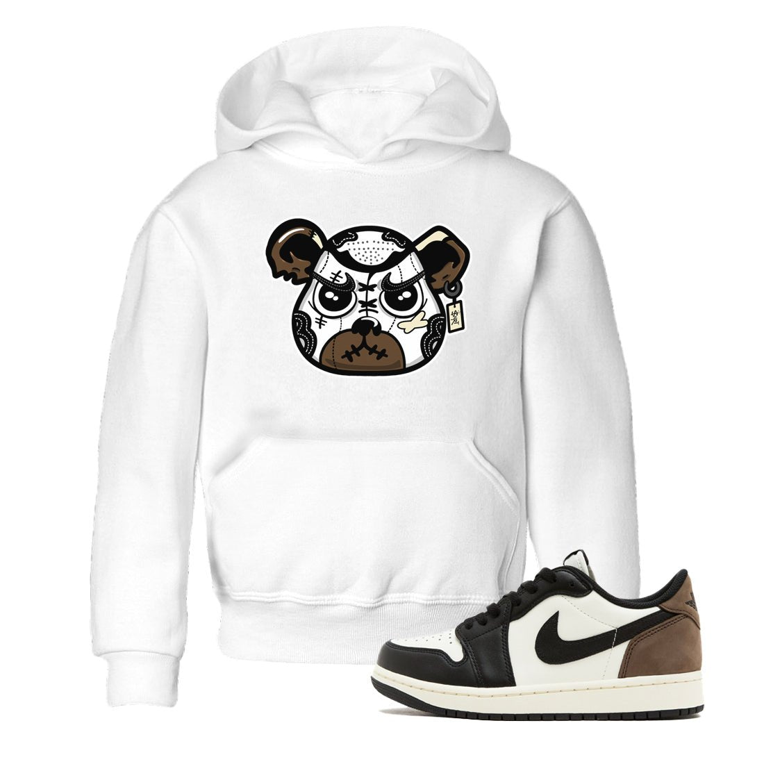 1s Mocha shirts to match jordans Sneaker Bear Face sneaker match tees Air Jordan 1 Mocha match shoes to clothes SNRT Sneaker Tees Youth Baby White 1 tee