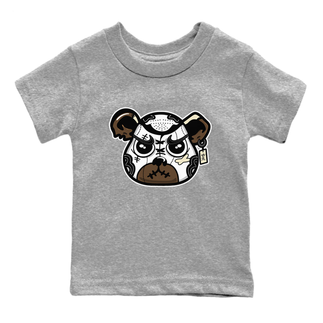 1s Mocha shirts to match jordans Sneaker Bear Face sneaker match tees Air Jordan 1 Mocha match shoes to clothes SNRT Sneaker Tees Youth Baby Heather Grey 2 tee