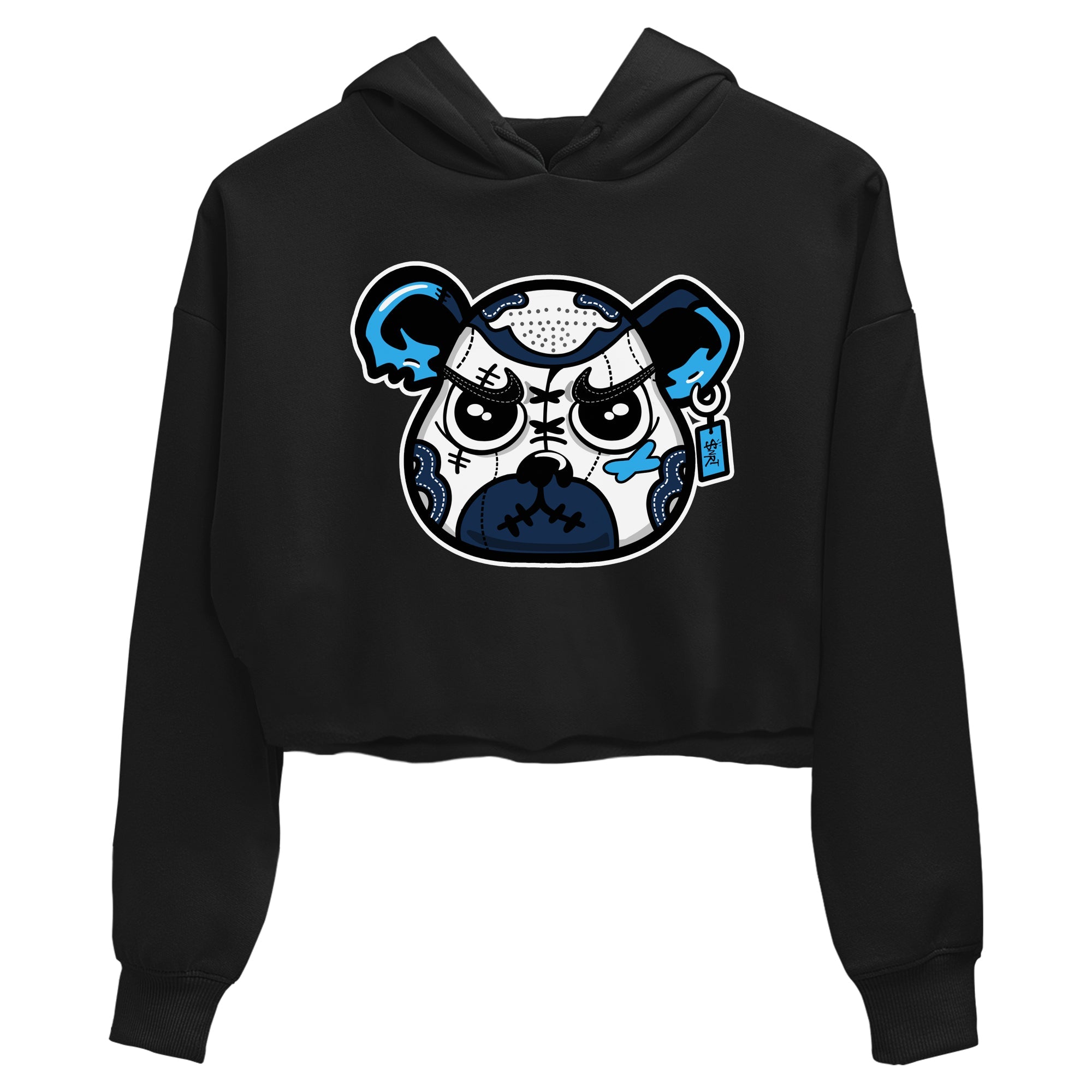 1s Obsidian shirts to match jordans Sneaker Bear Face shirts to match Jordans AJ1 Retro Low OG Obsidian match shoes to clothes SNRT Sneaker Tees unisex cotton Black 2 crop tee