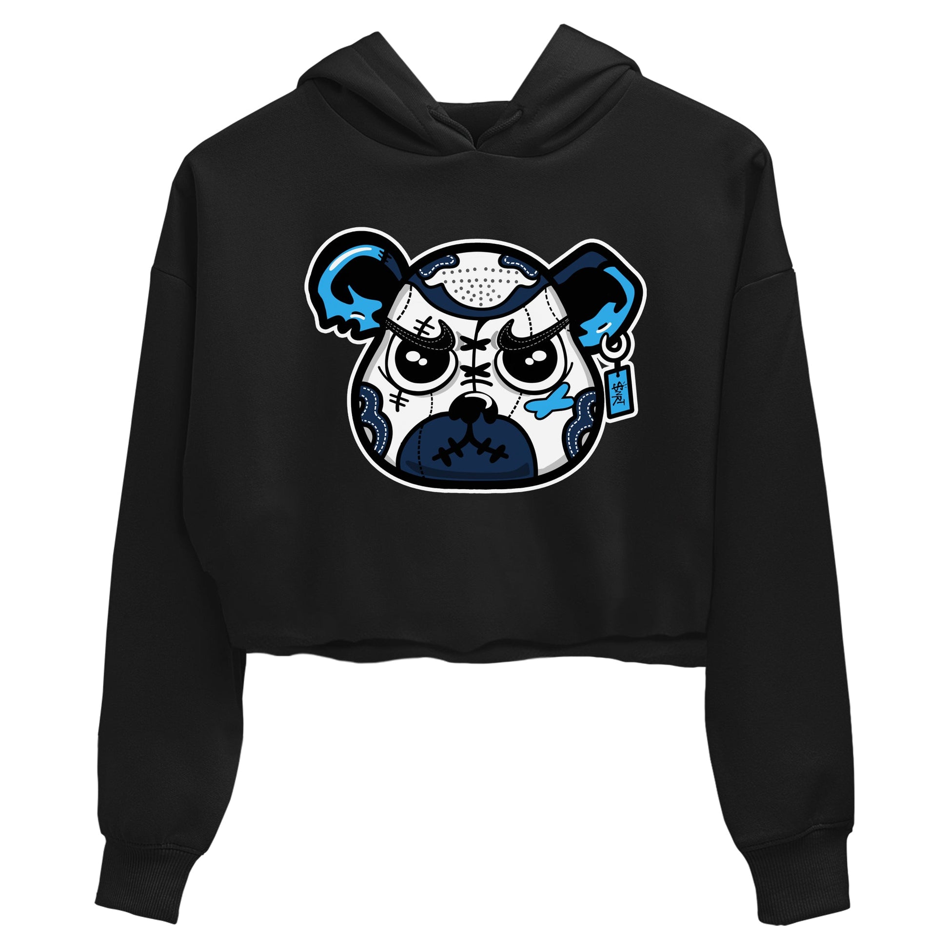 1s Obsidian shirts to match jordans Sneaker Bear Face shirts to match Jordans AJ1 Retro Low OG Obsidian match shoes to clothes SNRT Sneaker Tees unisex cotton Black 2 crop tee