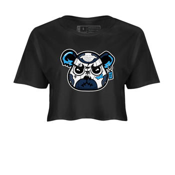 1s Obsidian shirts to match jordans Sneaker Bear Face shirts to match Jordans AJ1 Retro Low OG Obsidian match shoes to clothes SNRT Sneaker Tees unisex cotton Black 2 crop tee